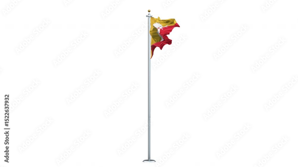Bhutan flag waving 360-degree rotation looping, transparent background, Ready to use drag and drop immediately.