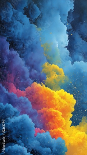 Celestial Bloom – Cosmic Energy Unleashed in Abstract Color - acrylic spray storm