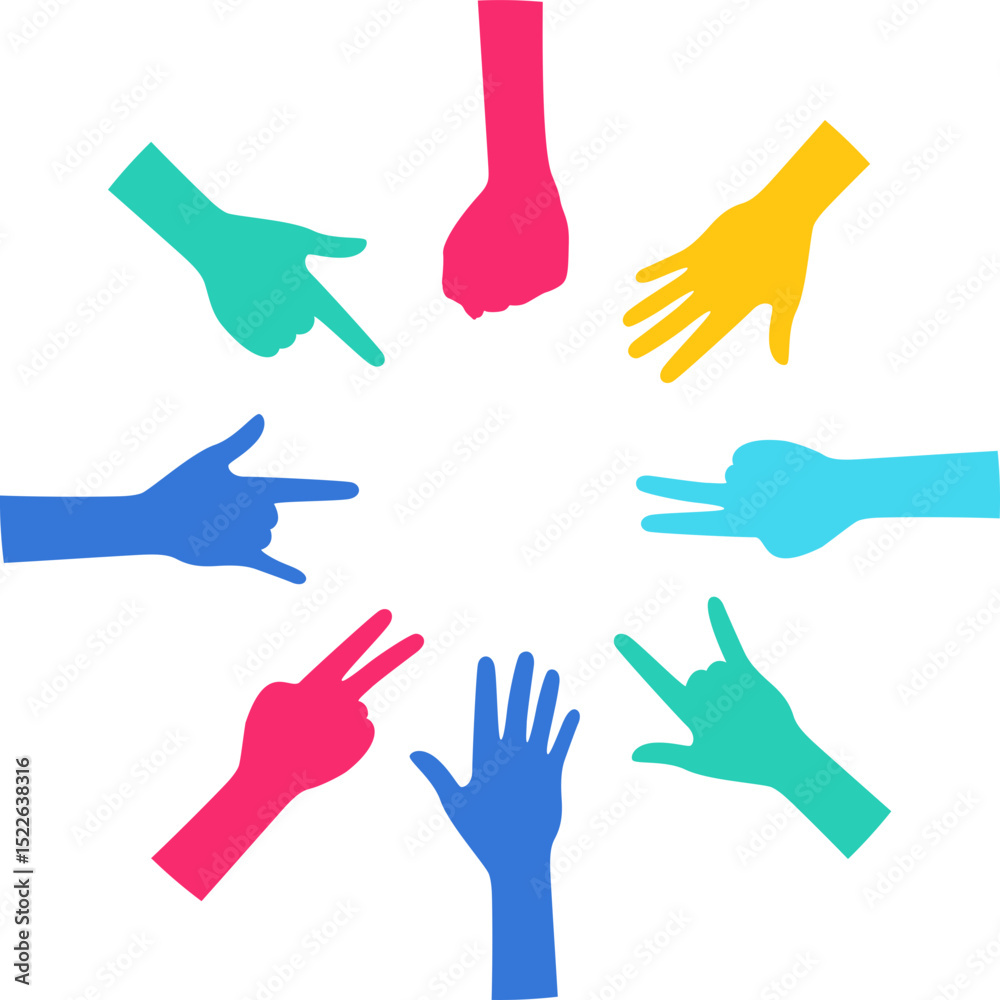 Fototapeta premium Youth day silhouette. Happy youth day of diverse teen friend group. Vector isolated.