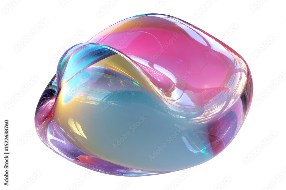 Obraz premium Iridescent abstract shape with vibrant colors on black background, cut out