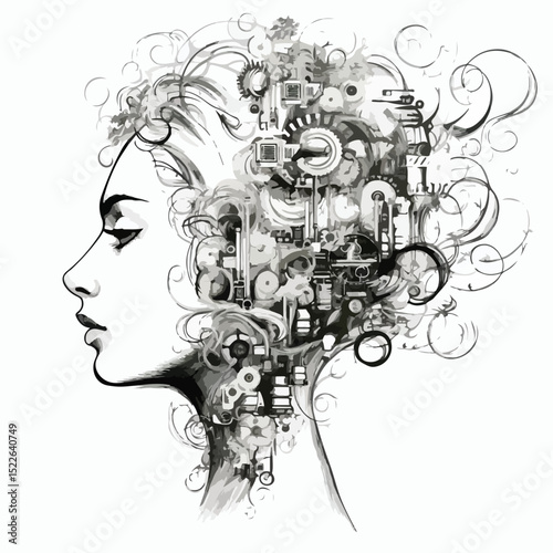 Professional Hand-drawn Creative Profile Head Illustration for Artistic Search Results