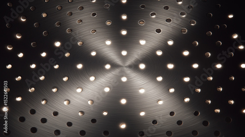 Brushed Steel Surface with Precision Drilled Holes and Soft Lighting
