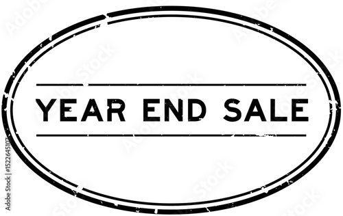 Grunge black year end sale word oval rubber seal stamp on white background