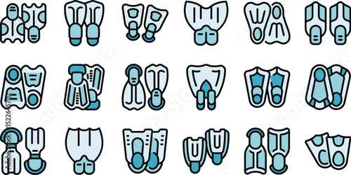 Explore a collection of diver fins, showcasing various styles and designs for underwater adventures