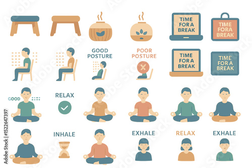 Improving posture and relaxation through mindful breaks and breathing exercises for better wellbeing