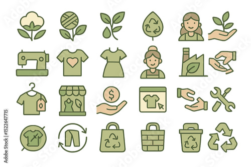 Symbols of sustainable fashion and eco-friendly choices in a lifestyle concept