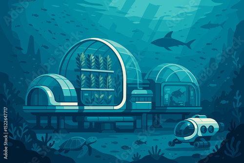 Underwater research facility showcasing advanced marine life studies in a vibrant ocean environment