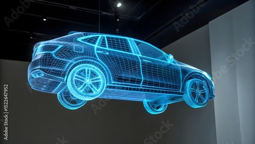 Futuristic wireframe car hologram design concept