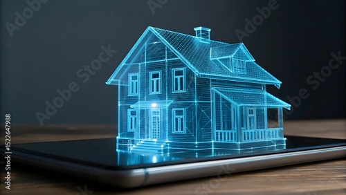 Digital house model on tablet smart home technology