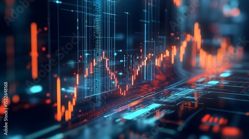 Digital stock market data visualization abstract
