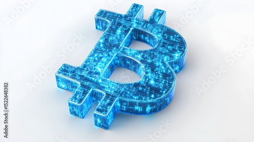 Glowing bitcoin cryptocurrency digital currency symbol