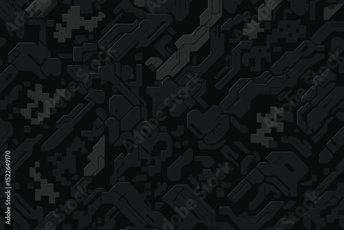 Abstract black pattern with geometric elements creates a modern design for backgrounds used in various digital contexts
