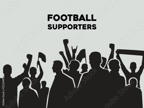 silhouette of football fans in stadium, silhouette of fans for crowd background