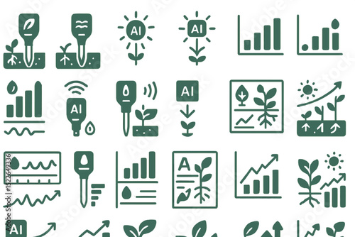 Icons depicting artificial intelligence in agriculture showcasing innovative technology for sustainable farming practices