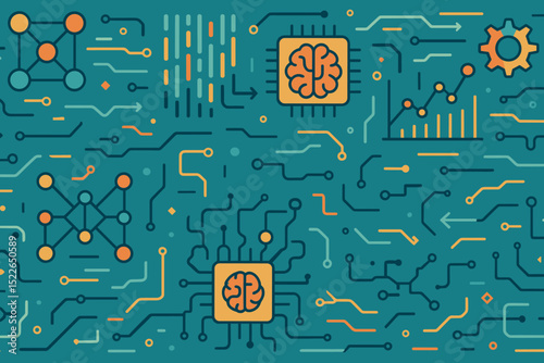 Seamless pattern of AI and data technology circuit elements