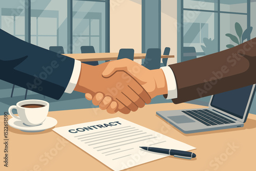 Business partners shaking hands after contract agreement