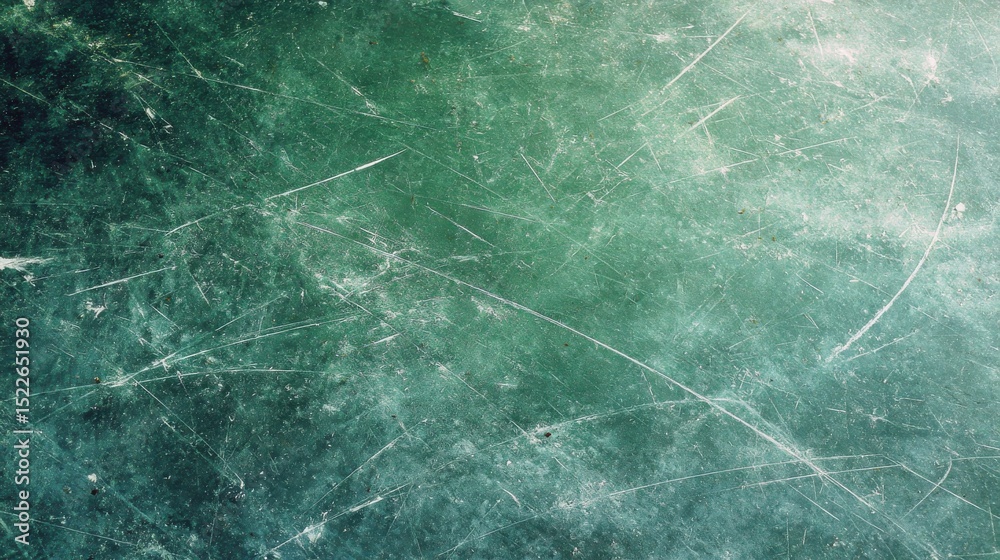 Naklejka premium Ultra quality image of copy space image featuring the textured green surface of an ice rink showcasing scratches from skating and hockey.