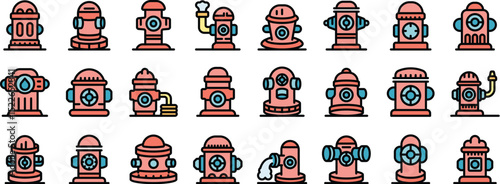 Different styles of fire hydrants are depicted, emphasizing their role in firefighting and urban safety