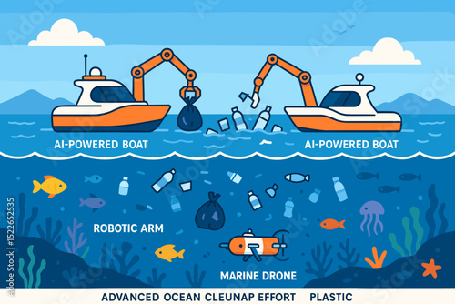 Innovative ai-powered boats and marine drones tackling plastic pollution in ocean cleanup efforts