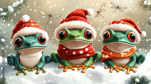santa claus and snowman on the snow