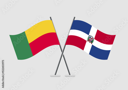 Benin and Dominican Republic vector flags in abstract diplomatic theme