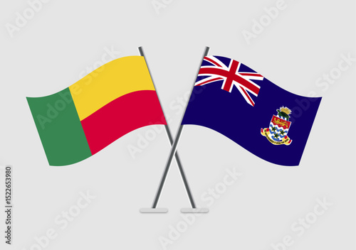 Benin and Cayman Islands vector flags arranged for diplomacy themes
