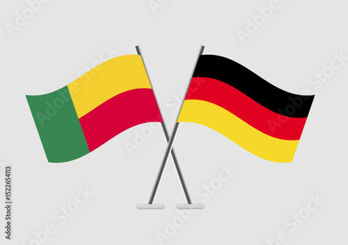 Benin and Germany vector flags in classic heraldic form