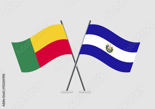 Benin and EL Salvador vector flags in concept of unity and harmony
