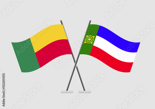 Benin and Khakassia vector flags illustration with balance and grace