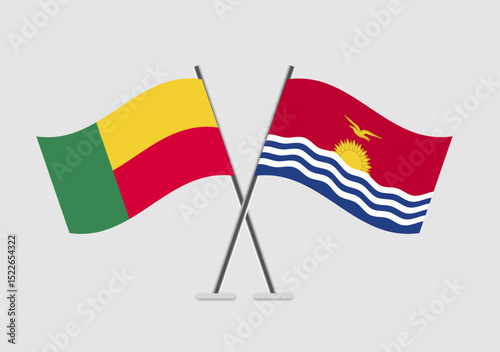 Benin and Kiribati vector flags drawn in abstract national form