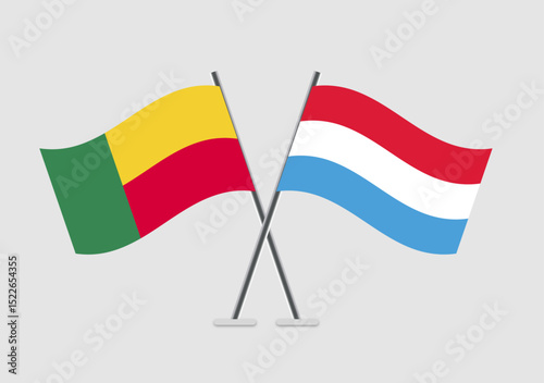 Benin and Luxembourg vector flags crossing in graphic symbolism