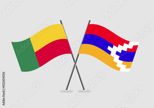 Benin and Nagorno-Karabakh Republic vector flags image ideal for posters or prints