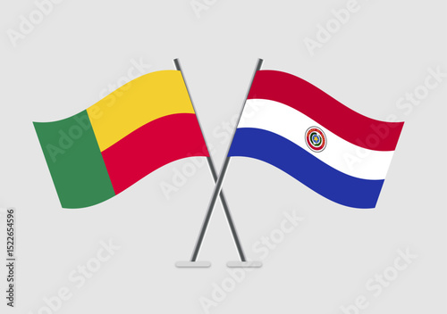Benin and Paraguay vector flags visualized in cultural layout
