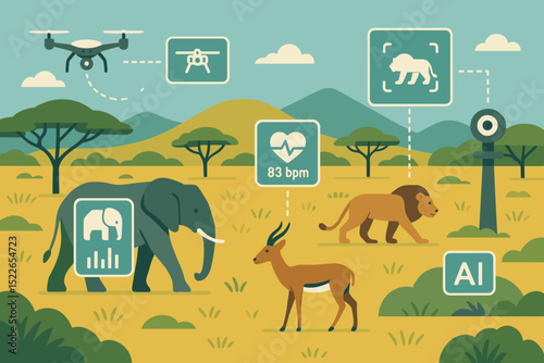 Technology aids wildlife monitoring in a vibrant savanna landscape