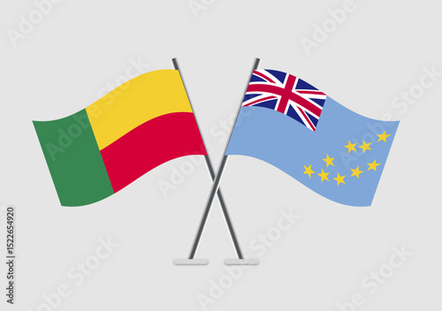 Benin and Tuvalu vector flags artwork with calm symbolism