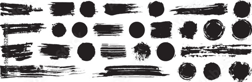 Grunge Brush Strokes Vector Illustration Isolated on White Background