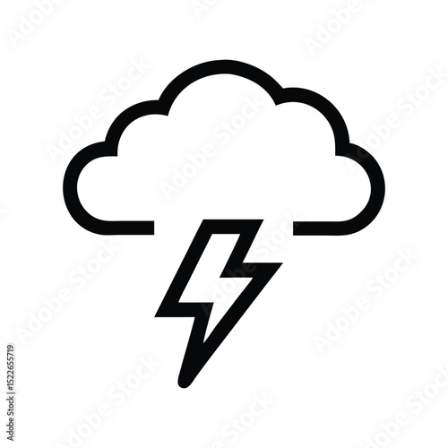Thunderstorm icon vector. Lightning and rain symbol for weather alerts, extreme forecasts, or dramatic designs