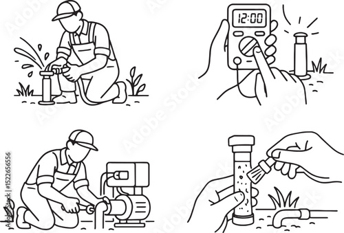 Set of Automatic irrigation system maintenance