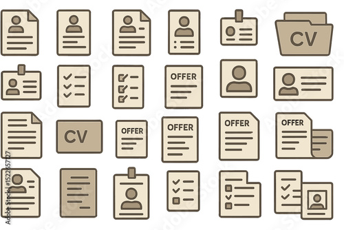Seamless pattern of CV, job application, and offer letter icons