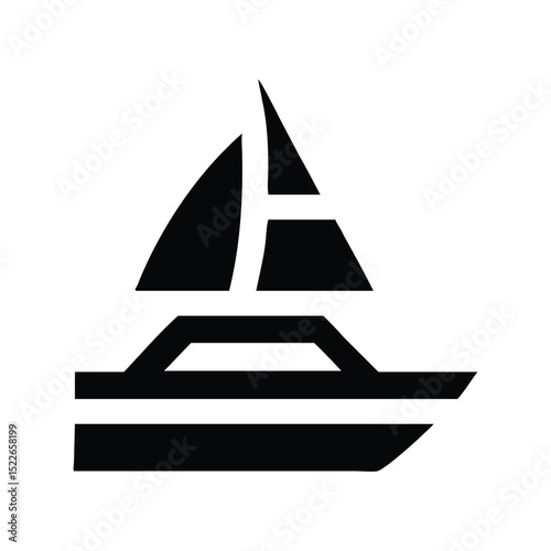Yacht icon vector illustration. Classic maritime symbol for sailing, luxury, travel, ocean, adventure, navigation, or transportation design