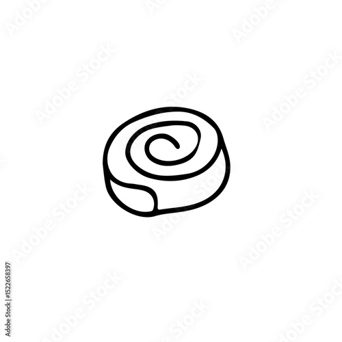 A simple line drawing of a cinnamon rol