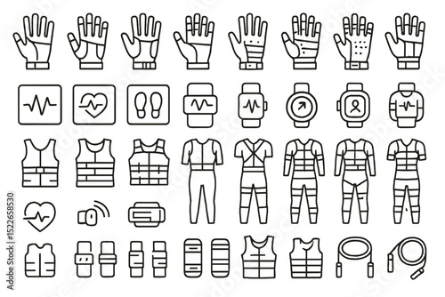 Collection of fitness and health wearable technology represented through various designs and styles