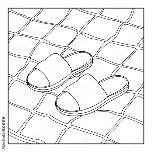 slippers on mat cartoon illustration coloring books