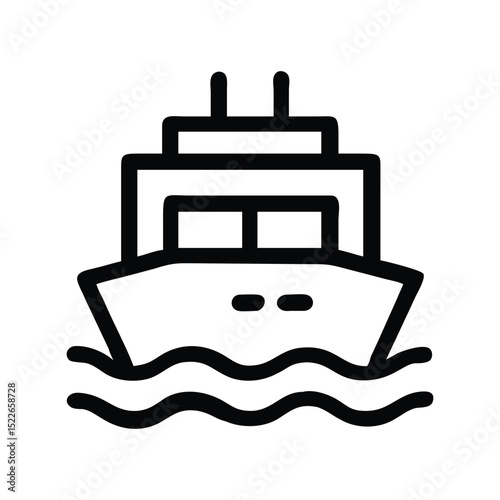 Ferry icon vector illustration. Classic maritime symbol for transportation, travel, boat, water, navigation, shipping, or coastal design