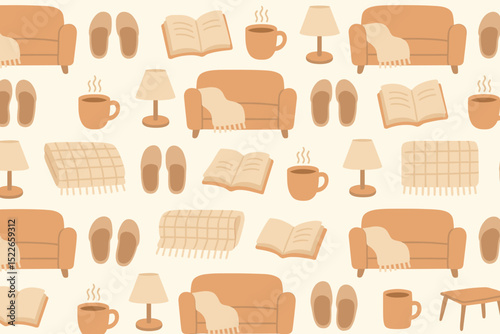 Cozy living room pattern with warm colors and simple furnishings for a comfortable ambiance