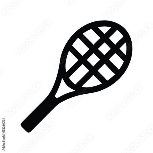 Tennis racket icon vector illustration. Classic sports symbol for game, competition, equipment, court, match, athletic, or recreation design