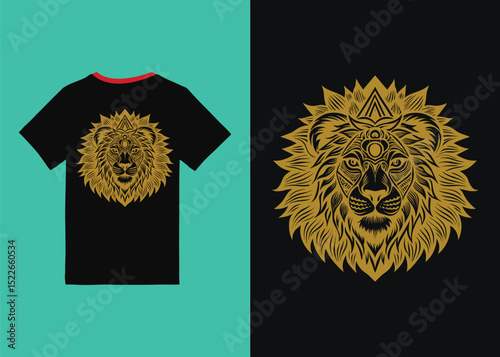 Mystic psychedelic lion t-shirt design.