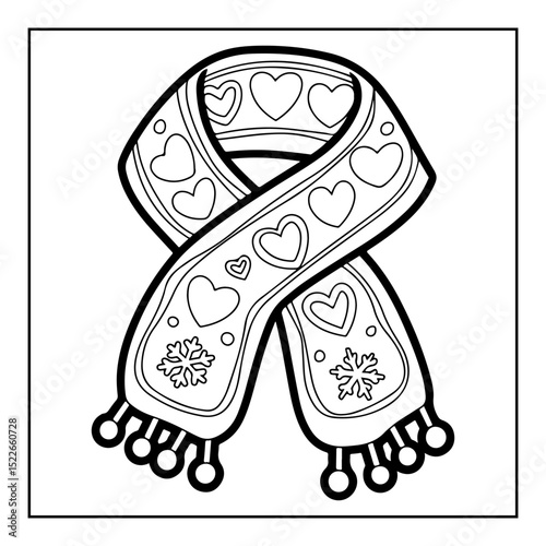 scarf with hearts motives cartoon illustration coloring books