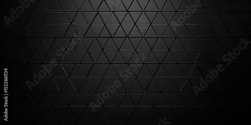Black background with a triangular grid pattern, minimalist style, dark gray and black color scheme