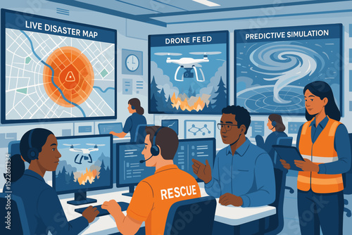 Emergency response center using drone data and simulations for disaster management